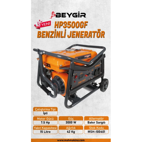 BEYGİR HP3500GF BENZİNLİ JENERATÖR 3.5 kW